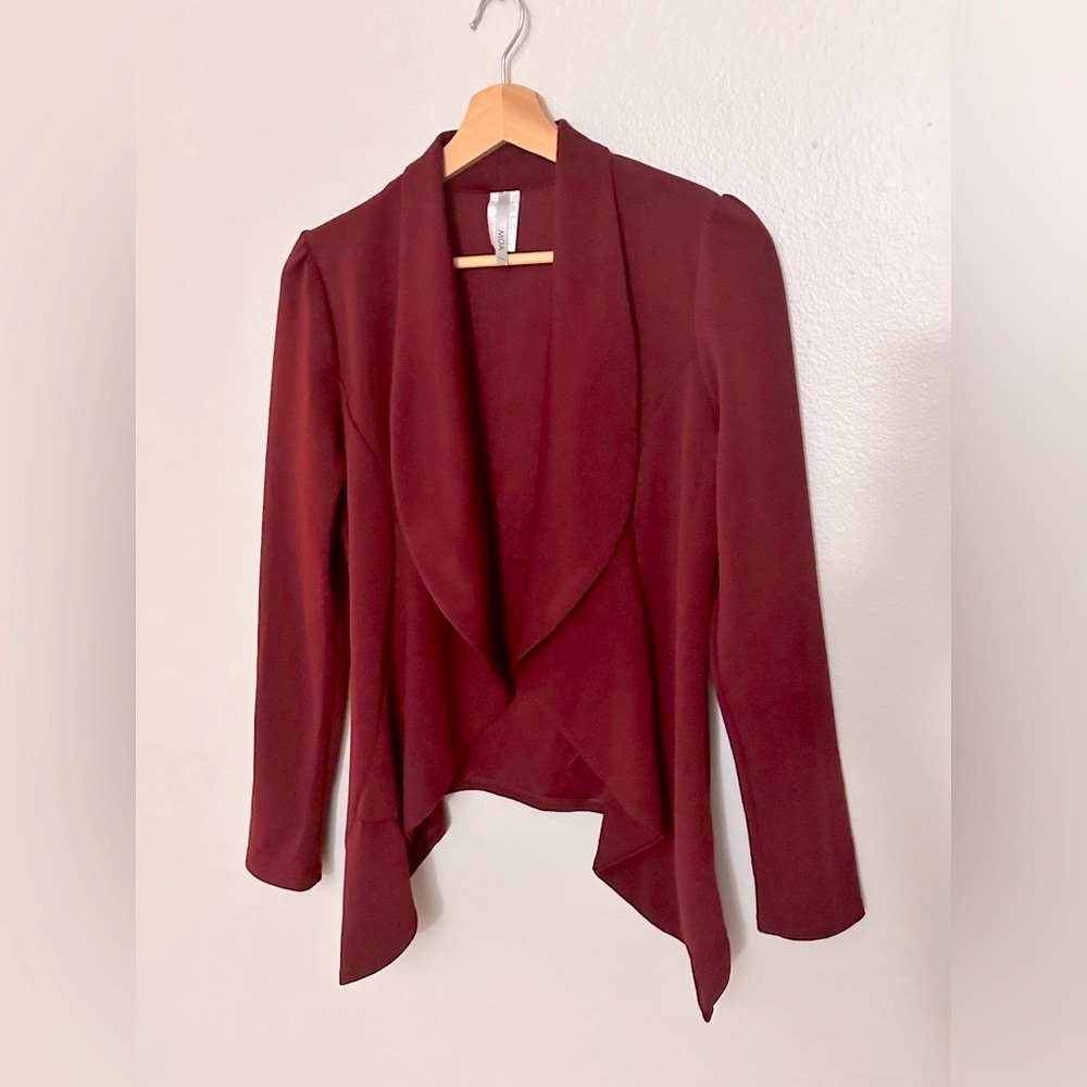 Burgundy Drape Front Blazer | Business Casual Topper | Sz: M